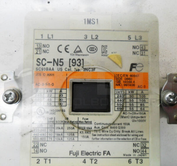 FUJI ELECTRIC SC-N5(93) MAGNETIC CONTACTOR 100-120V W/ SZ-N4J COVER SC-N5 - Image 6