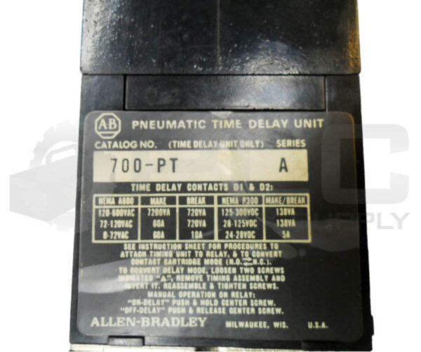 ALLEN BRADLEY 700-PT200A1 /A CONTROL RELAY W/ 700-PT /A TIME DELAY UNIT W/ PA236 - Image 6