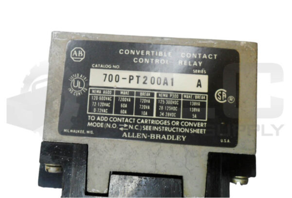 ALLEN BRADLEY 700-PT200A1 /A CONTROL RELAY W/ 700-PT /A TIME DELAY UNIT W/ PA236 - Image 7