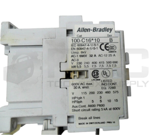 ALLEN BRADLEY 193-EA1GB  /B OVERLOAD RELAY 12-32A W/ 100-C16*00 /B CONTACTOR - Image 5