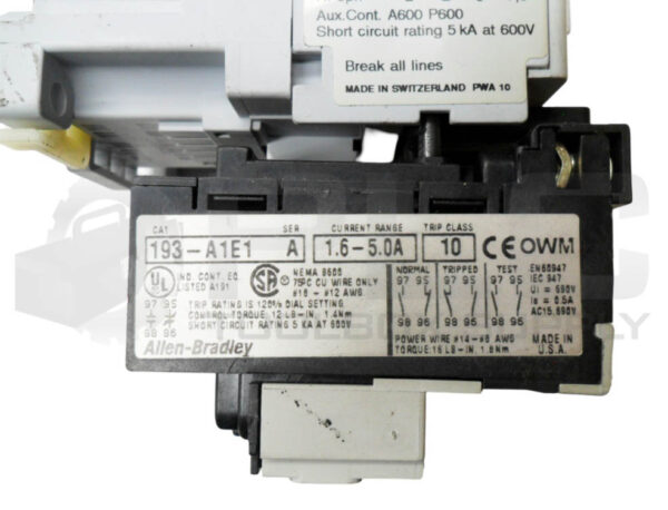 ALLEN BRADLEY 104-C09D22 /B CONTACTOR W/ 100-C09*10 /A CONTACTOR W/ 193-A1E1 /A - Image 5
