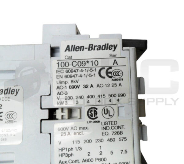 ALLEN BRADLEY 104-C09D22 /B CONTACTOR W/ 100-C09*10 /A CONTACTOR W/ 193-A1E1 /A - Image 6
