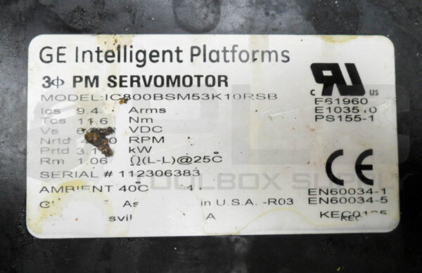 GE INTELLIGENT IC800BSM53K10RSB PM SERVOMOTOR 4500RPM 640VDC - Image 5