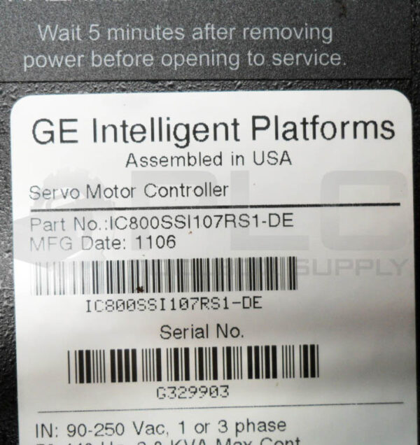 GE FANUC IC800SSI107RS1-DE SERVO MOTOR CONTROLLER 90-250VAC 1-3PH - Image 6