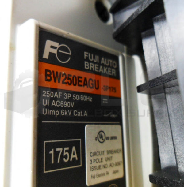 FUJI ELECTRIC BW250EAGU-3P175 CIRCUIT BREAKER 175A 3P 50/60HZ - Image 5