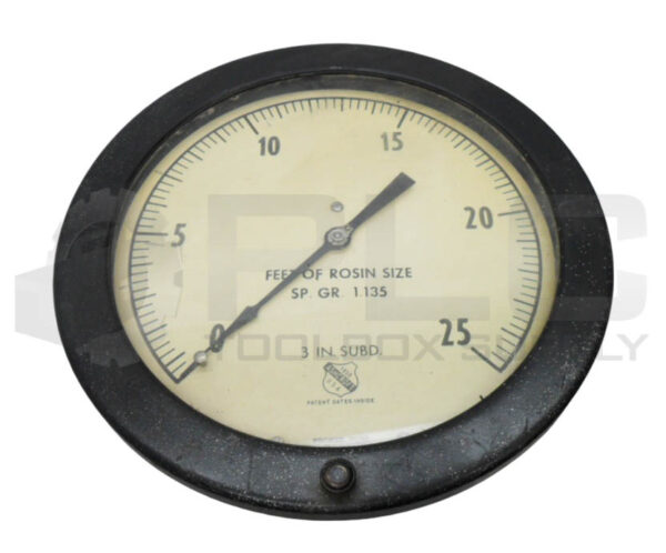 ASHCROFT SP. GR. 1.135 TEST GAUGE 0-25' ROSIN SIZE 3 IN SUBD