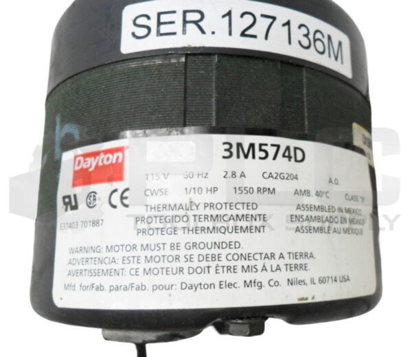 NEW DAYTON 3M574D HVAC MOTOR 115V 60HZ 2.8A 1/10HP 1550RPM *READ* - Image 5