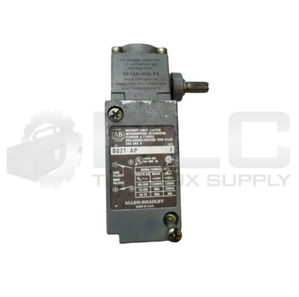 ALLEN BRADLEY 802T-AP /F LIMIT SWITCH W/ 40146-009-63 OPERATOR HEAD *READ*