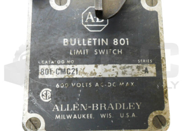 ALLEN BRADLEY 801-CMC21 /A LIMIT SWITCH 600V AC/DC - Image 5