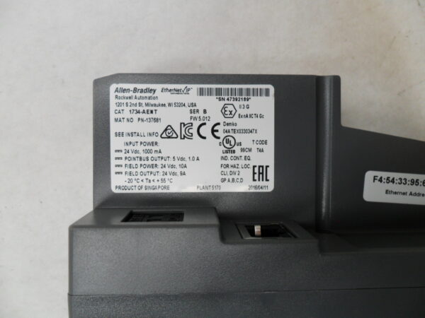 ALLEN BRADLEY 1734-AENT /B I/O ETHERNET NETWORK ADAPTER 24VDC 10A - Image 5