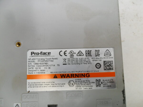 PROFACE GP-4501T TOUCH PANEL 10.5" 24VDC 0.71A PFXGP4501TAD - Image 5