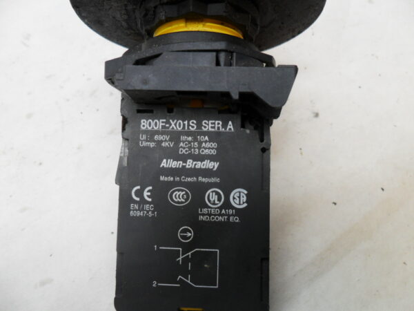 ALLEN BRADLEY 800F-X01S /A PUSH TWIST BUTTON 10A 690V - Image 4