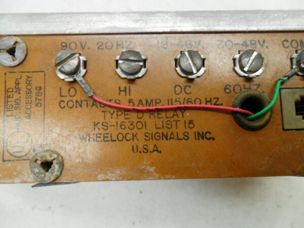 WHEELOCK SIGNALS KS-16301 TYPE D RELAY 115V 60HZ 5A - Image 4