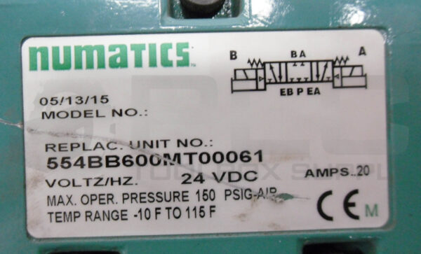 NUMATICS 554BB600MT00061 VALVE 24VDC - Image 4