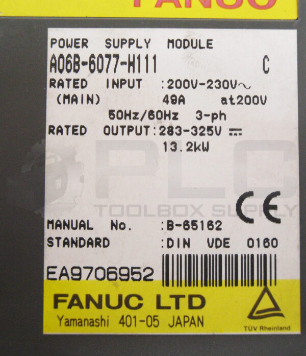 FANUC A06B-6077-H111 /C POWER SUPPLY MODULE 40A 200-230V - Image 8