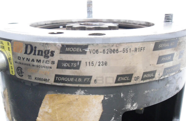 DINGS DYNAMICS VO6-62006-551-R1FF MOTOR BRAKE 1PH 115/230V 60HZ - Image 7