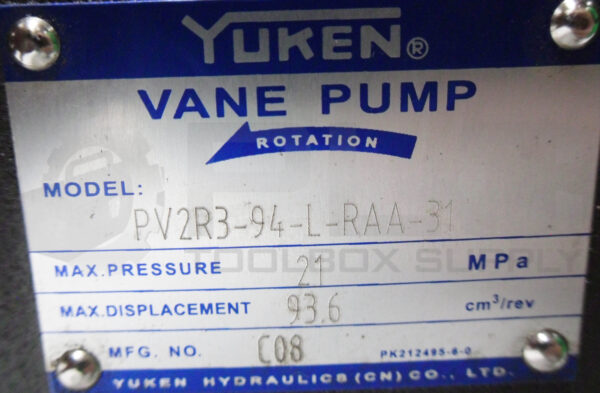 NEW YUKEN PV2R3-94-L-RAA-31 VANE PUMP, 21MPa - Image 5