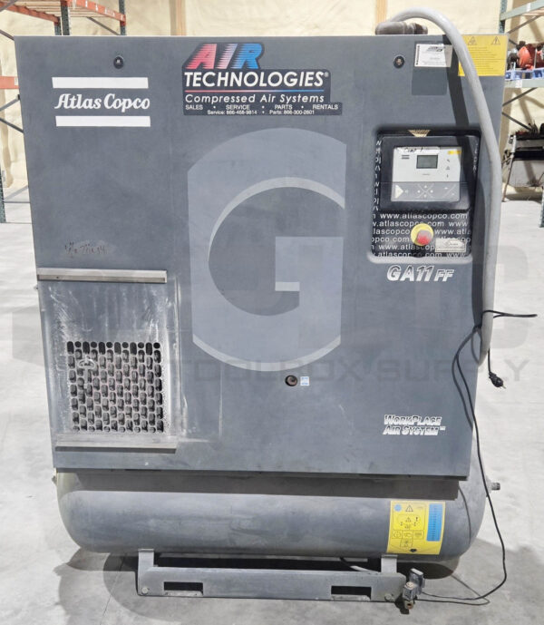 ATLAS COPCO GA11FF ROTARY SCREW AIR COMPRESSOR 128PSIG 3PH 15HP 60HZ; 8153005775