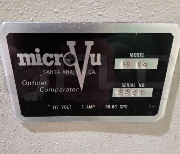 MICRO-VU H14 OPTICAL COMPARATOR 117V 3AMP W/ Q16 COMPUTER AND SPARE GLASS - Image 7