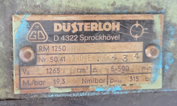 DUSTERLOH RM 1250 H SPROCKHOVEL D 4322 HYDRAULIC MOTOR 1265CM3 5-500MIN - Image 5