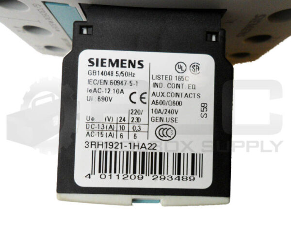 SIEMENS 3RT1034-1B..0 CONTACTOR 3RT1034-1BB40 W/ 3RH1921-1HA22 W/ 3RT1936-1ER00 - Image 6