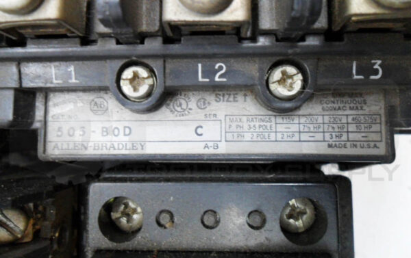 ALLEN BRADLEY 505-BOD /C W/ CB236 W/ 42185-800-01 W/ 40410-326-52 595-AB 505-B0D - Image 9