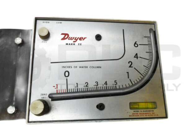 DWYER INSTRUMENTS MODEL 26 MANOMETER 0-6" OF WATER COLUMN - Image 2