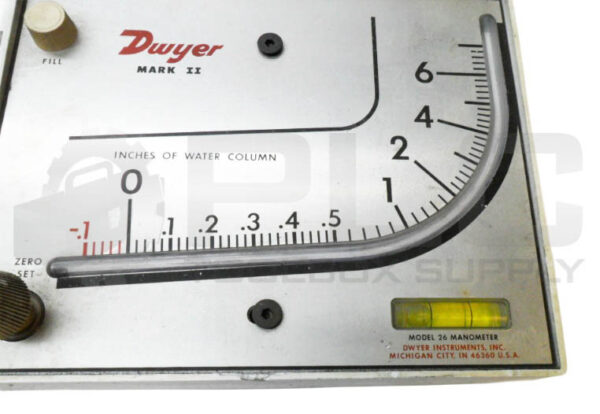 DWYER INSTRUMENTS MODEL 26 MANOMETER 0-6" OF WATER COLUMN - Image 3