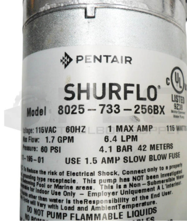 PENTAIR 8025-733-256BX SHURFLO DIAPHRAGM PUMP 115VAC 60HZ 1A 1.7GPM 60PSI - Image 6