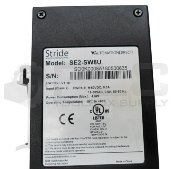 STRIDE SE2-SW8U ETHERNET SWITCH 9-60VDC 0.5A 18-30VAC 50/60HZ - Image 4