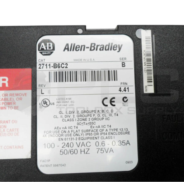 ALLEN BRADLEY 2711-B6C2 /B PANELVIEW 600 OPERATOR INTERFACE 100-240VAC 5.5" - Image 5