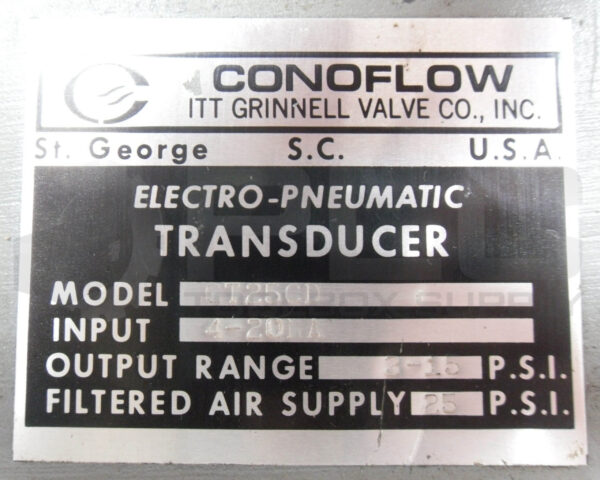 CONOFLOW GT25CD ELECTRO-PNEUMATIC TRANSDUCER - Image 6