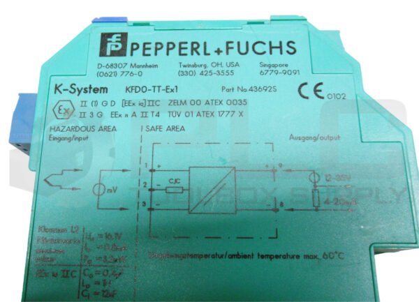 PEPPERL+FUCHS KFD0-TT-EX1 THERMOCOUPLE CONVERTER 43692 - Image 4