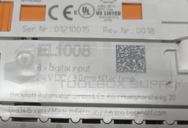 BECKHOFF EL1008 ETHERCAT TERMINAL 8 CHANNEL 24VDC - Image 5