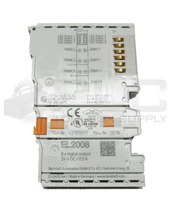 BECKHOFF EL2008 DIGITAL OUTPUT TERMINAL 8 CHANNEL 24VDC - Image 4