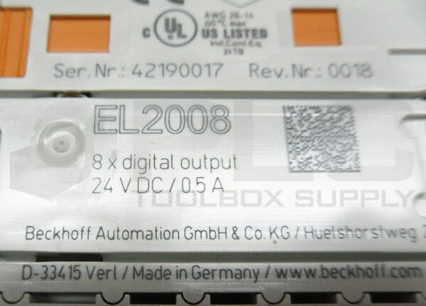 BECKHOFF EL2008 DIGITAL OUTPUT TERMINAL 8 CHANNEL 24VDC - Image 5