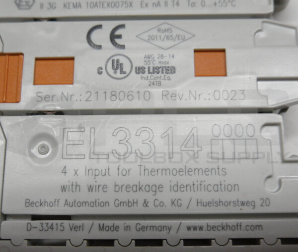 BECKHOFF EL3314 THERMOCOUPLE INPUT TERMINAL 4 CHANNEL 16 BIT - Image 5