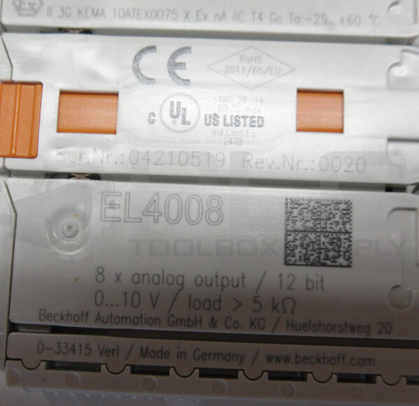 BECKHOFF EL4008 ETHERCAT TERMINAL 8 CHANNEL 24VDC - Image 5