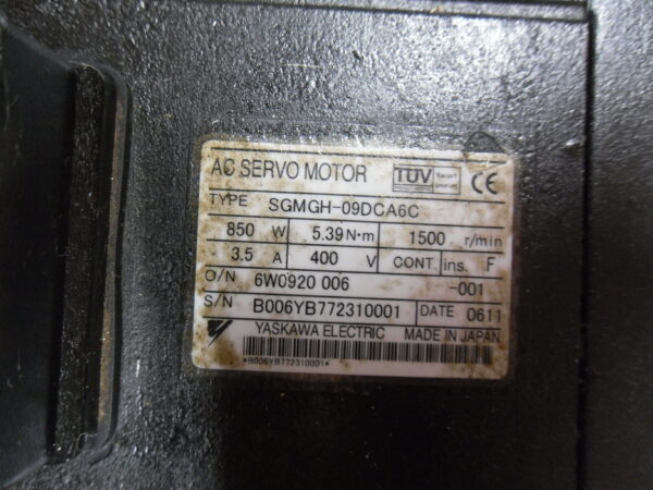 YASKAWA ELECTRIC SGMGH-09DCA6C AC SERVO MOTOR *READ/SEE PICTURES* - Image 7