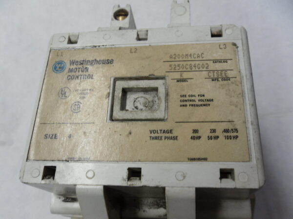 WESTINGHOUSE A200M4CAC MOTOR CONTROL W/ 5250C79G01 & BA43A *SEE PICS* - Image 8