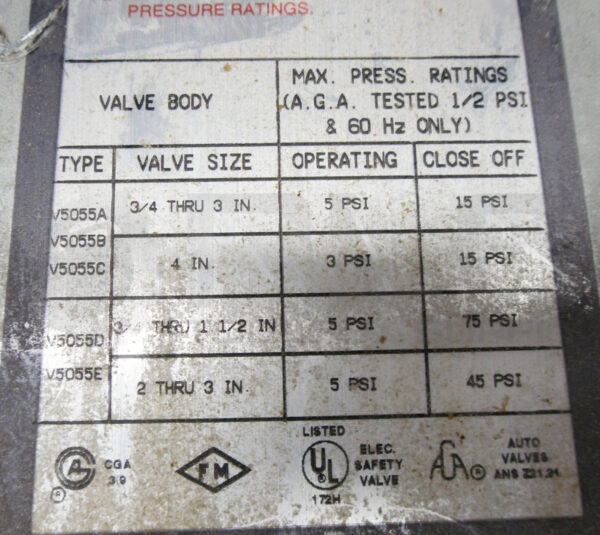 HONEYWELL V4055A 1098 FLUID POWER GAS VALVE, V4055A1098 - Image 5