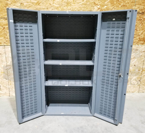DURHAM STORAGE CABINET, 4 SHELF, 36 x 24 x 72, GREY BIN CABINET