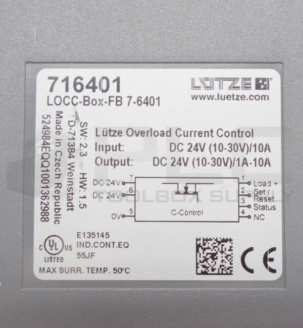 LOT OF 2 LUETZE LOCC-Box-FB 7-6401 / 716401 OVERLOAD CURRENT CONTROLS 24VDC 10A - Image 5