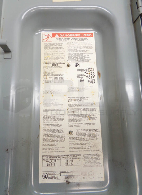 SQUARE D H362 SER F05 HEAVY DUTY SWITCH 60A - Image 5