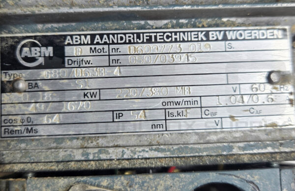 ABM G80/D63B-4 GEAR MOTOR 220/380V 60HZ 1.04/0.6A 0.18KW *READ* - Image 8