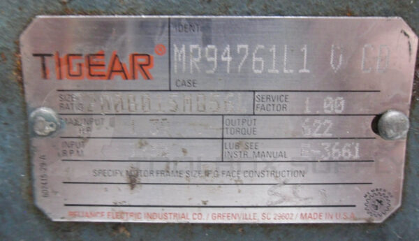 DODGE TIGEAR MR94761L1 1.39HP 1750RPM, SIZE RATIO: Q200B015M056L - Image 6