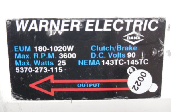 NEW WARNER ELECTRIC EUM-180-1020W ENCLOSED UNIMODE BRAKE 3600RPM 5370-273-115 - Image 5