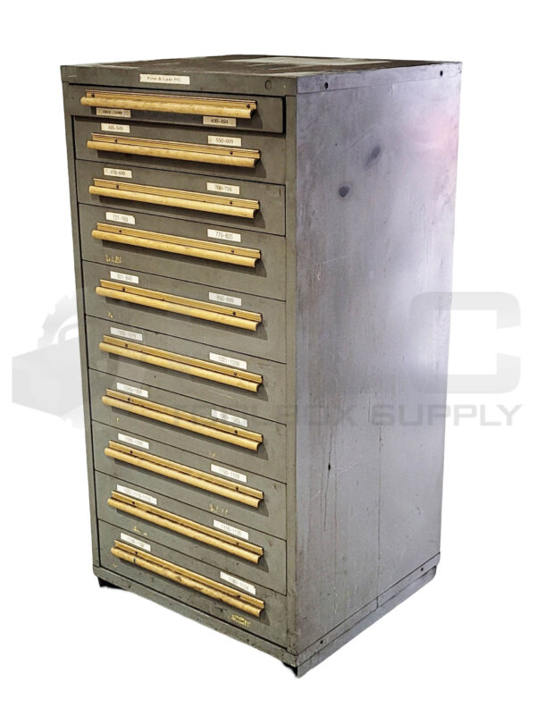 EQUIPTO 10 DRAWER CABINET W/ NO LOCK / KEY "30"X28"X60"