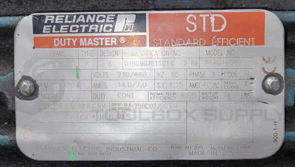 RELIANCE ELECTRIC P18G1015S DUTY MASTER MOTOR W/ FALK 425WBCM2A GEARBOX - Image 7