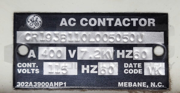 NEW GENERAL ELECTRIC CR193B110L005050U VACUUM CONTACTOR 400A 7.2KV 60HZ - Image 5